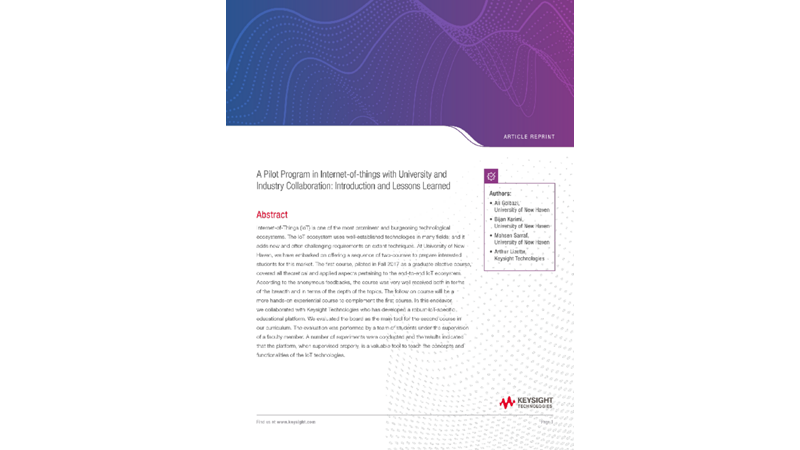 A Pilot Program in Internet-of-things with University and Industry Collaboration: Introduction and Lessons Learned  - AR